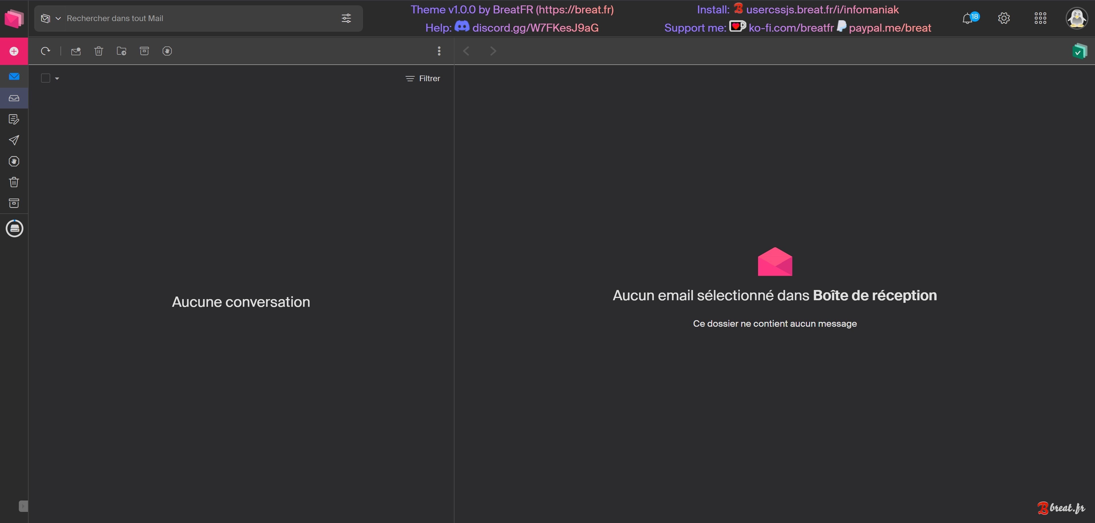 Aperçu du userstyle pour la page Mail d'Infomaniak