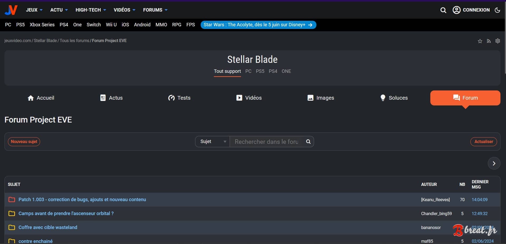 Aperçu du userstyle pour le site Jeuxvideo.com