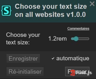 Aperçu du userstyle Choose text size on all websites