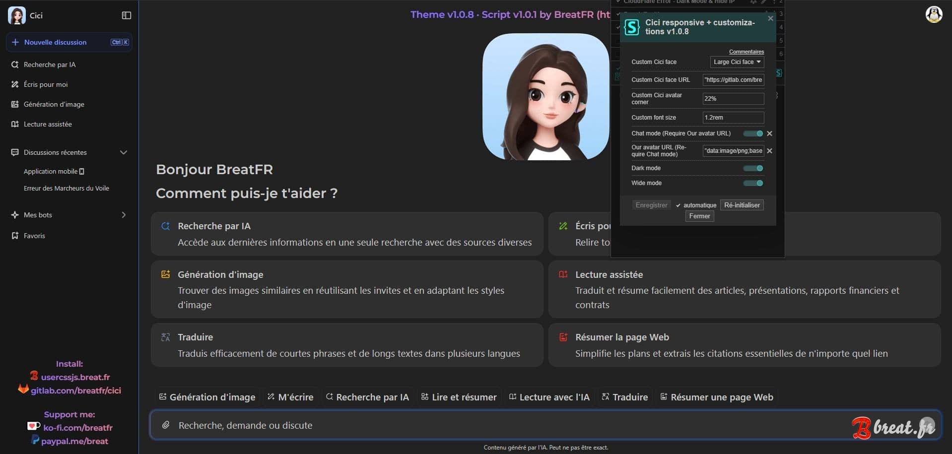 Aperçu du UserStyle pour le site Dola (Cici)