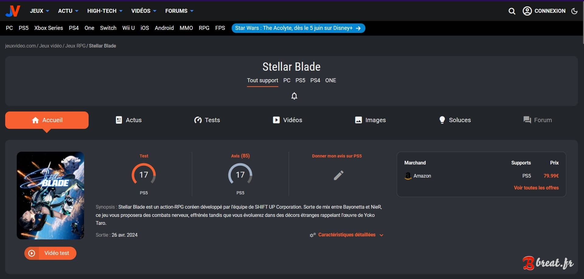 Aperçu du userstyle pour le site Jeuxvideo.com