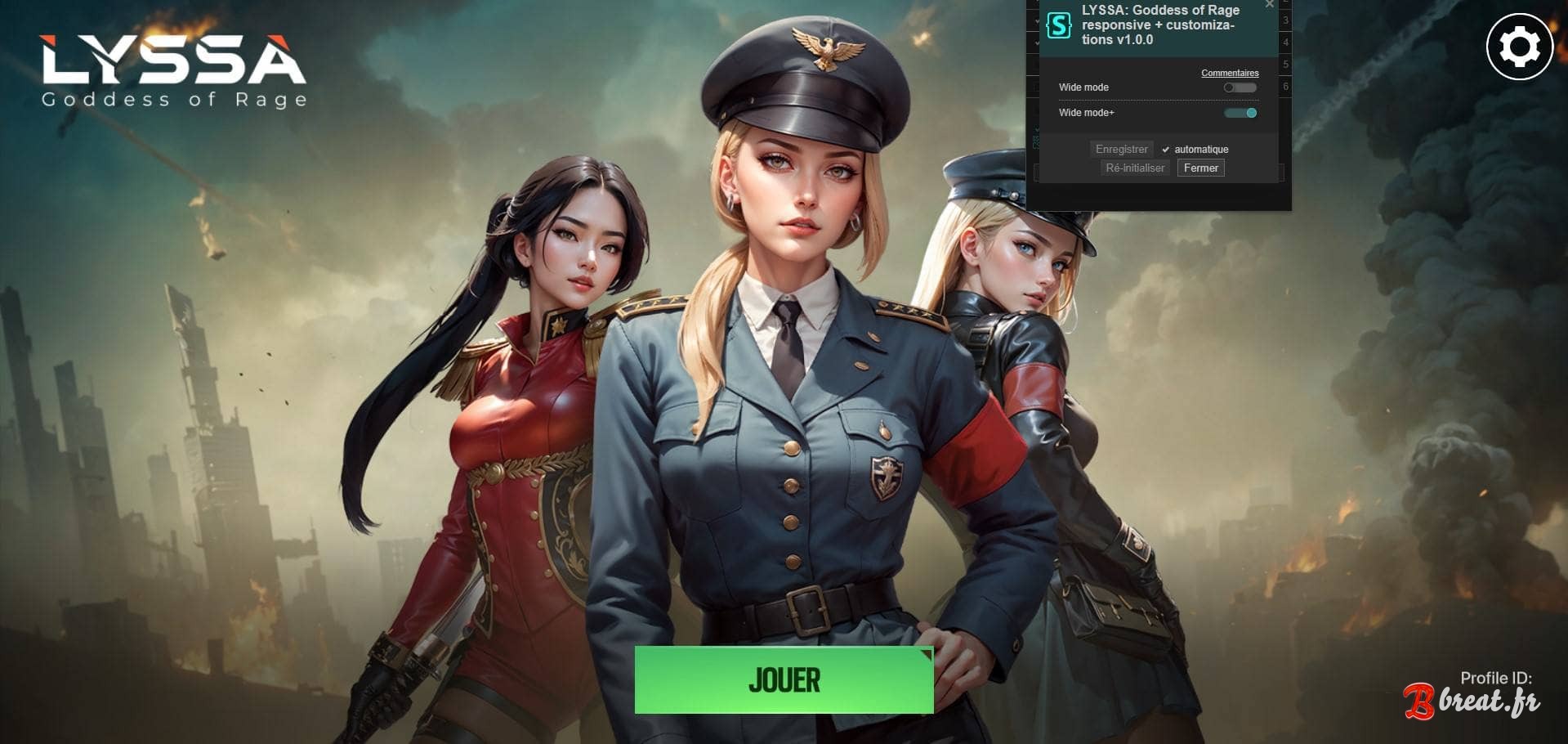 Preview of the UserStyle for the LYSSA: Goddess of Rage website