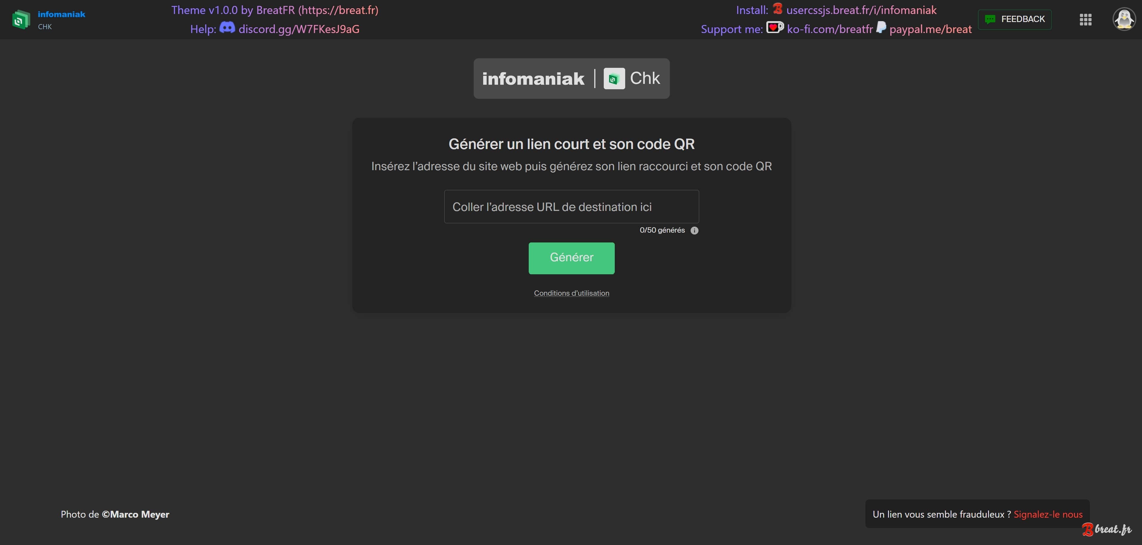 Aperçu du userstyle pour la page Chk d'Infomaniak
