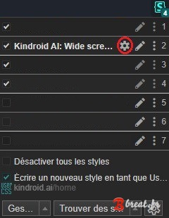 Personnalisations d'un UserSstyle